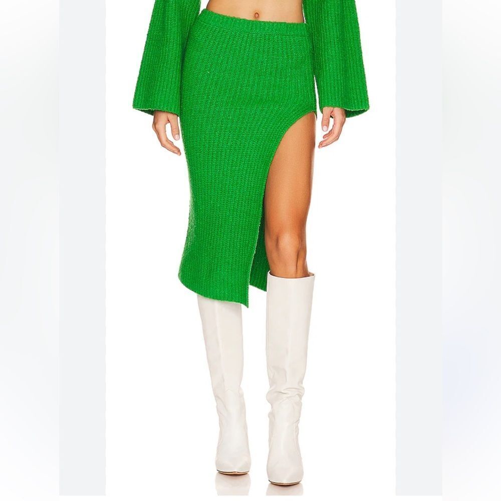 NEW L’Academie Sachiye Knit Midi Skirt in Green Size Small